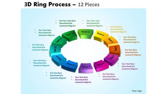 Business Diagram 3d Ring Process 12 Pieces Sales Diagram