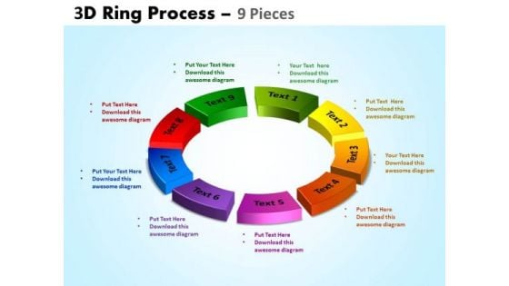 Business Diagram 3d Ring Process 9 Pieces Sales Diagram