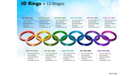 Business Diagram 3d Rings 11 Stage Marketing Diagram