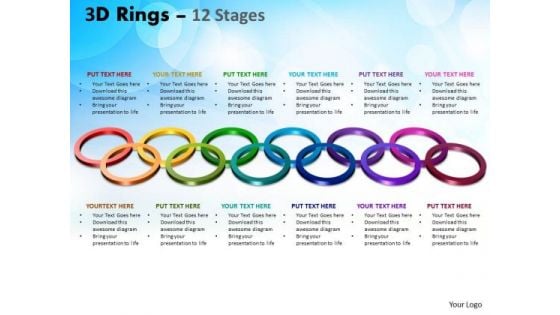 Business Diagram 3d Rings 12 Stages Sales Diagram