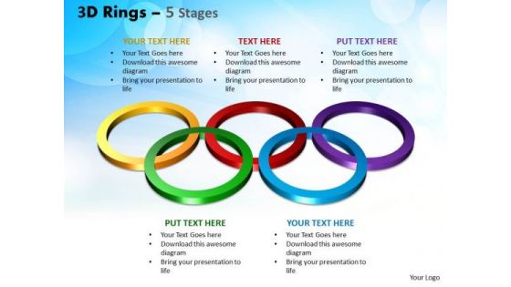 Business Diagram 3d Rings 5 Stages Sales Diagram