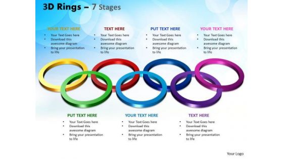 Business Diagram 3d Rings 7 Stages Sales Diagram