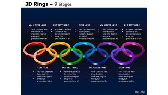 Business Diagram 3d Rings 9 Stages Consulting Diagram