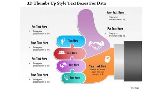 Business Diagram 3d Thumbs Up Style Text Boxes For Data Presentation Template