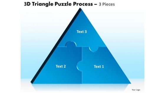 Business Diagram 3d Triangle Puzzle Process 3 Pieces Sales Diagram