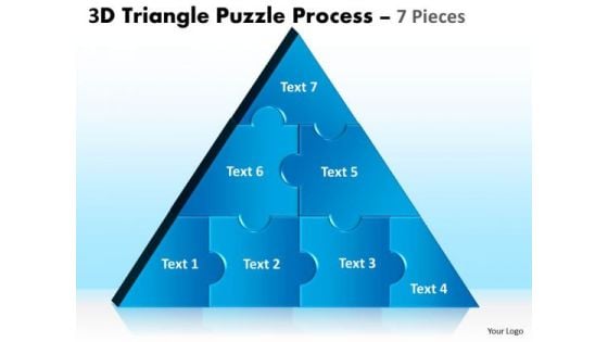 Business Diagram 3d Triangle Puzzle Process 7 Pieces Sales Diagram