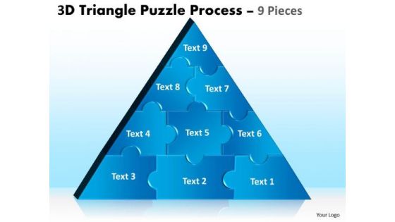 Business Diagram 3d Triangle Puzzle Process 9 Pieces Sales Diagram