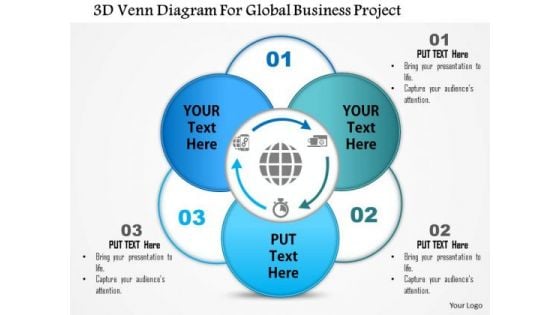 Business Diagram 3d Venn Diagram For Global Business Project Presentation Template