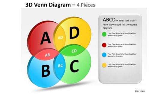 Business Diagram 3d Venn Pieces 4 Marketing Diagram