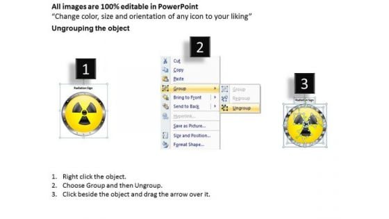 Business Diagram 3d Warning Symbol Of Nuclear Energy Production Presentation Template