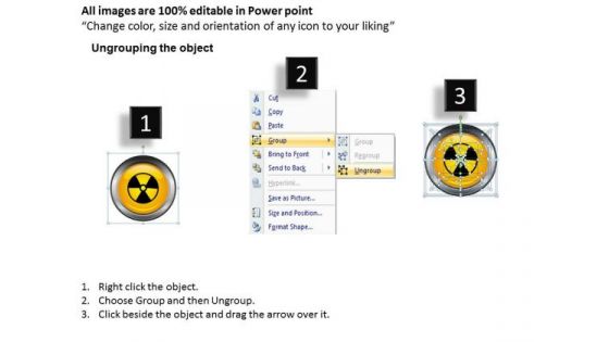 Business Diagram 3d Warning Symbol Of Nuclear Power Production Presentation Template