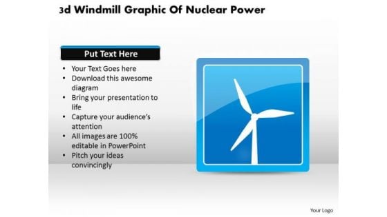 Business Diagram 3d Windmill Graphic Of Nuclear Power Presentation Template