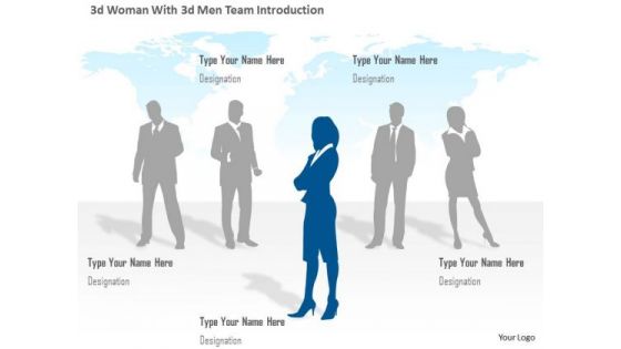 Business Diagram 3d Woman With 3d Men Team Introduction Presentation Template