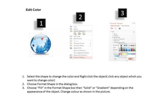 Business Diagram 3d World Globe With Location Icon On Africa Europe Asia Presentation Template