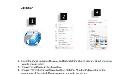 Business Diagram 3d World Globe With Location Icon On Asia Presentation Template