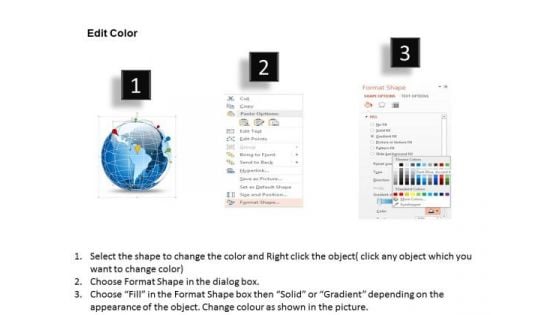 Business Diagram 3d World Globe With Location Icons Line Presentation Template