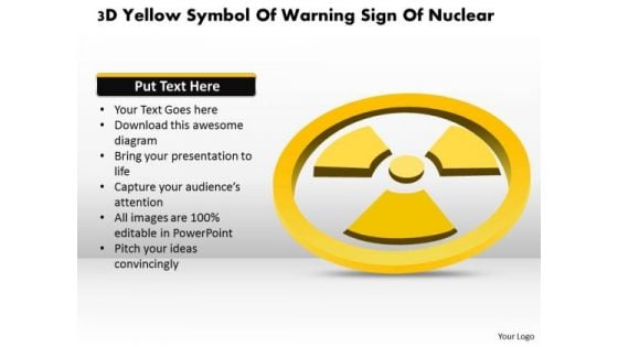 Business Diagram 3d Yellow Symbol Of Warning Sign Of Nuclear Presentation Template