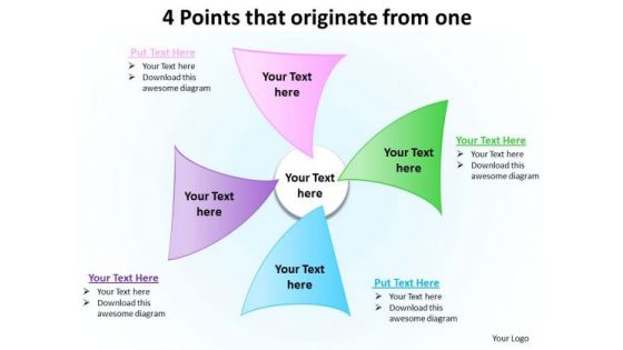 Business Diagram 4 Points That Originate From One Marketing Diagram