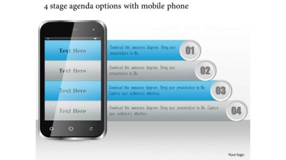 Business Diagram 4 Stage Agenda Options With Mobile Phone Presentation Template