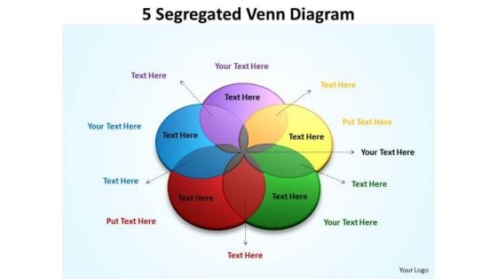 Business Diagram 5 Segregated Venn Diagram Marketing Diagram