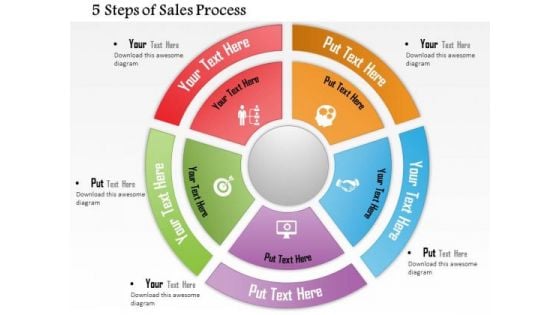 Business Diagram 5 Steps Of Sales Process Presentation Template