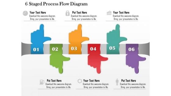 Business Diagram 6 Staged Process Flow Diagram Presentation Template