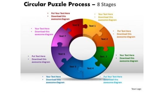 Business Diagram 8 Components Circular Puzzle Process Strategy Diagram