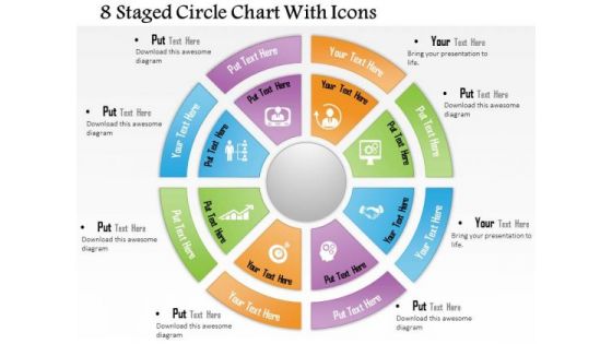 Business Diagram 8 Staged Circle Chart With Icons Presentation Template