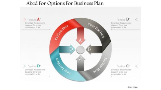 Business Diagram Abcd For Options For Business Plan Presentation Template