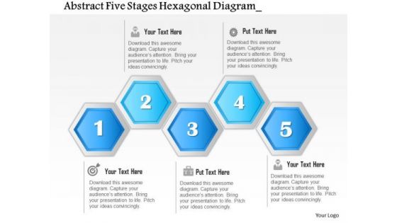 Business Diagram Abstract Five Stages Hexagonal Diagram Presentation Template