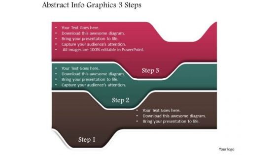 Business Diagram Abstract Info Graphics 3 Steps Presentation Template