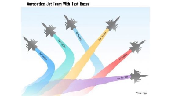 Business Diagram Aerobatics Jet Team With Text Boxes Presentation Template