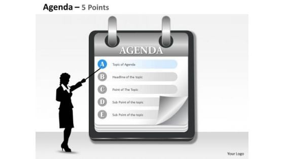 Business Diagram Agenda 5 Points Strategy Diagram