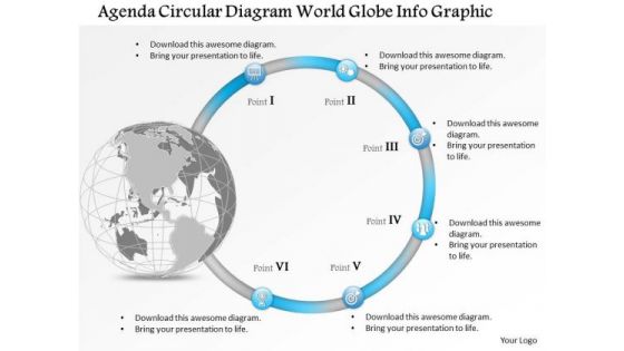 Business Diagram Agenda Circular Diagram World Globe Info Graphic Presentation Template