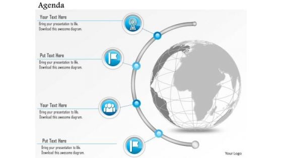 Business Diagram Agenda Diagram Semi Circle Line Icons Presentation Template