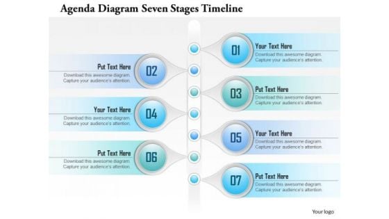 Business Diagram Agenda Diagram Seven Stages Timeline Presentation Template