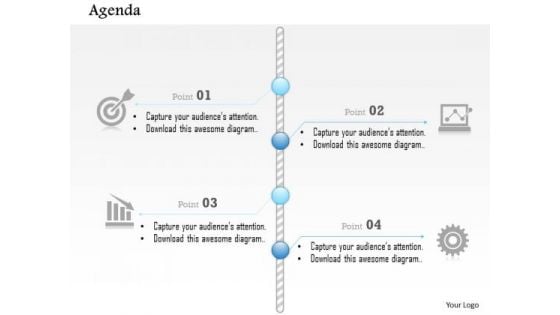 Business Diagram Agenda Diagram With Globe And Four Points Icon Presentation Template