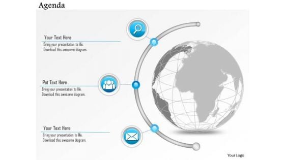 Business Diagram Agenda Diagram With Globe And Icons Presentation Template