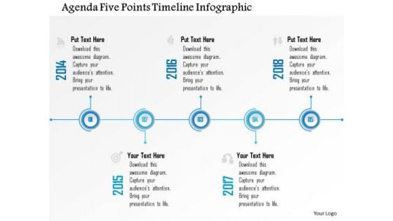 Business Diagram Agenda Five Points Timeline Infographic Presentation Template