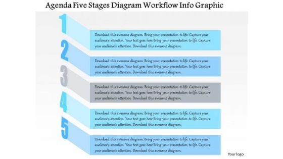 Business Diagram Agenda Five Stages Diagram Workflow Info Graphic Presentation Template