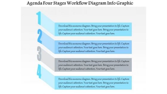 Business Diagram Agenda Four Stages Workflow Diagram Info Graphic Presentation Template