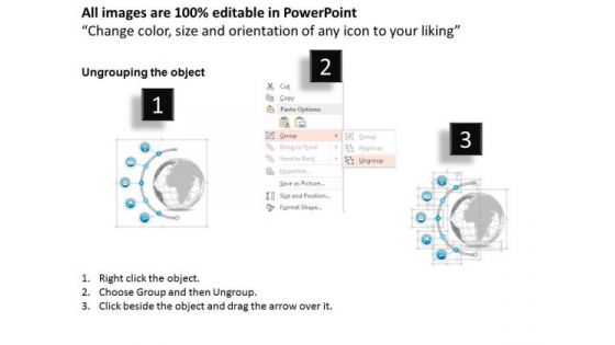 Business Diagram Agenda Globe With Semi Circle Timeline Icons Presentation Template