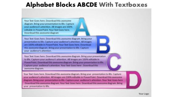 Business Diagram Alphabet Blocks Abcd With Textboxes Strategy Diagram