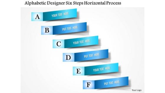 Business Diagram Alphabetic Designer Six Steps Horizontal Process Presentation Template