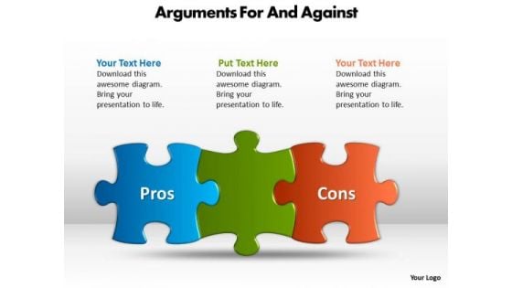 Business Diagram Arguments For And Against