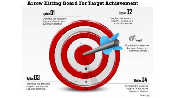 Business Diagram Arrow Hitting Board For Target Achievement Presentation Template