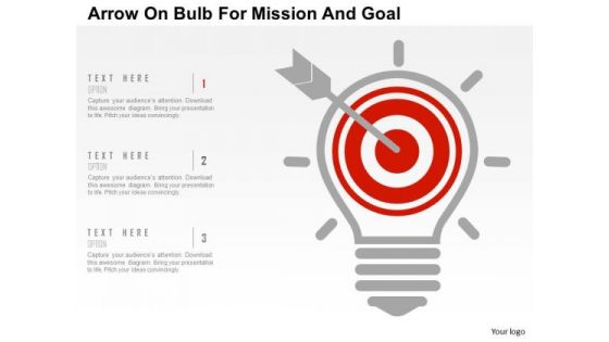 Business Diagram Arrow On Bulb For Mission And Goal Presentation Template