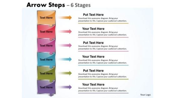 Business Diagram Arrow Steps 6 Stages Boxes Sales Diagram