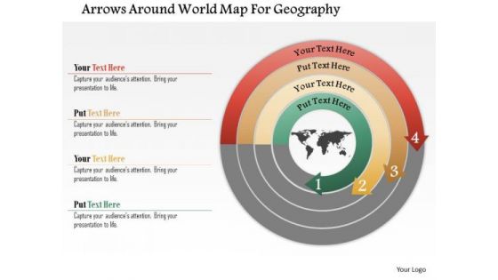 Business Diagram Arrows Around World Map For Geography Presentation Template