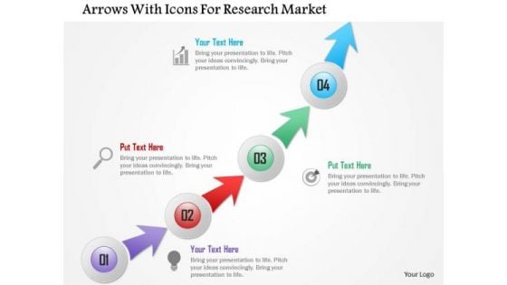 Business Diagram Arrows With Icons For Research Market Presentation Template